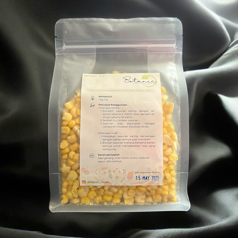 

Botanic Dried Vegetables / Sayuran Kering - Corn / Jagung (100gr)