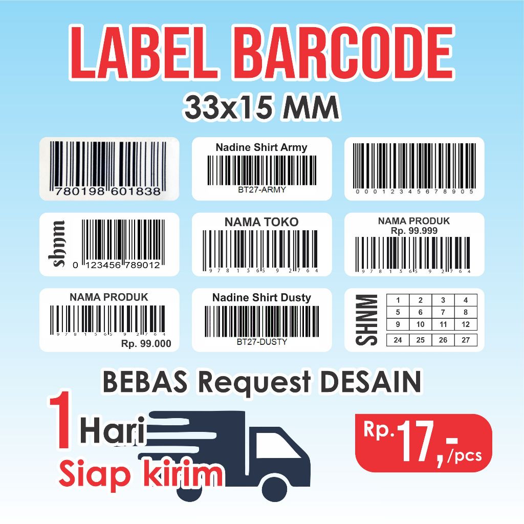 

Cetak Label Barcode dan FREE Desain 33x15 mm