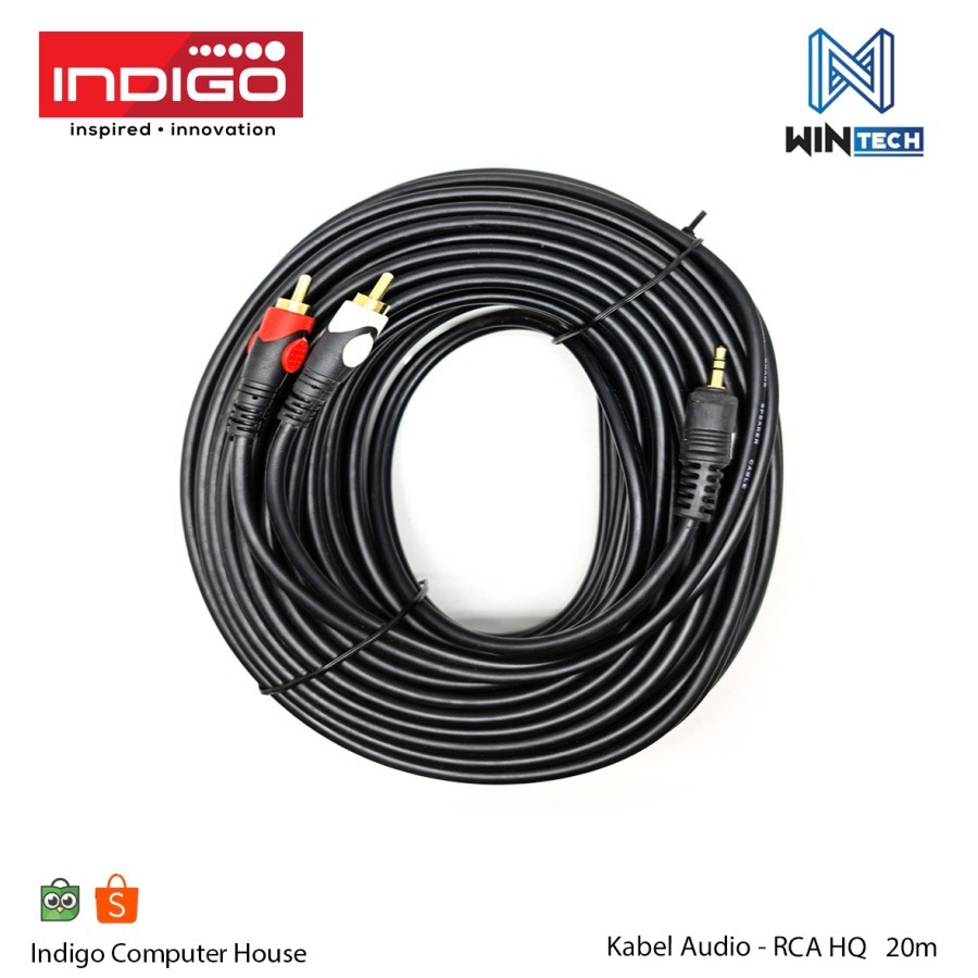 KABEL AUDIO - RCA HQ 20M / Kabel Audio jack 3.5 to RCA 2 HQ 20 meter | Audio RCA