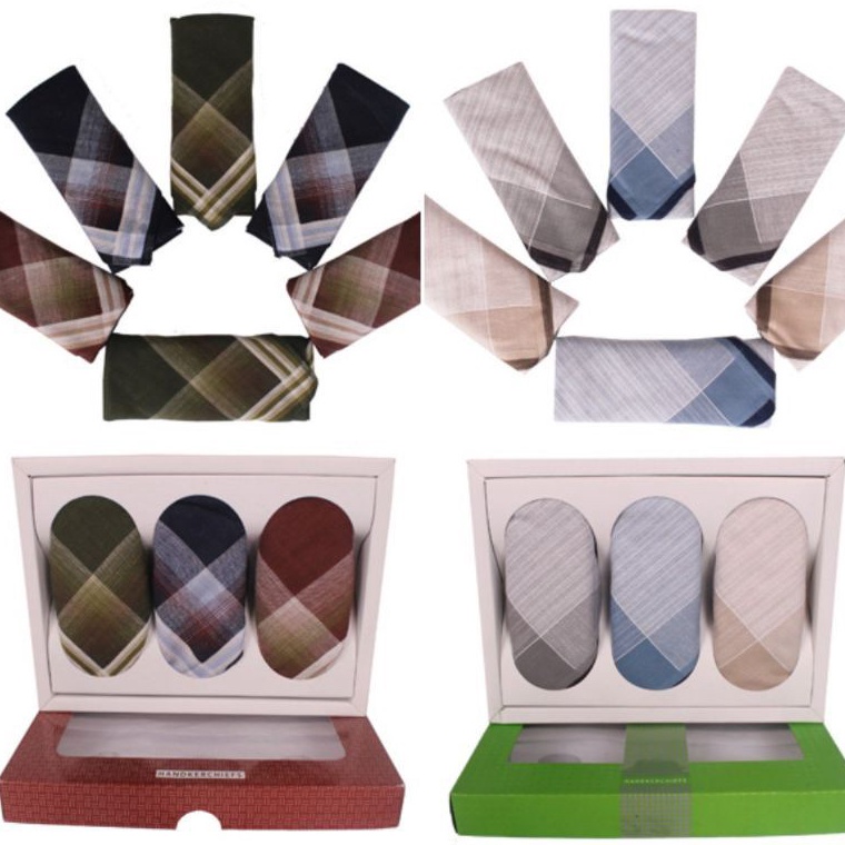 KODE E83S GROSIR 6 Pcs Sapu Tangan Handkerchief Premium Branded Import Bahan Katun Kualitas Premium 