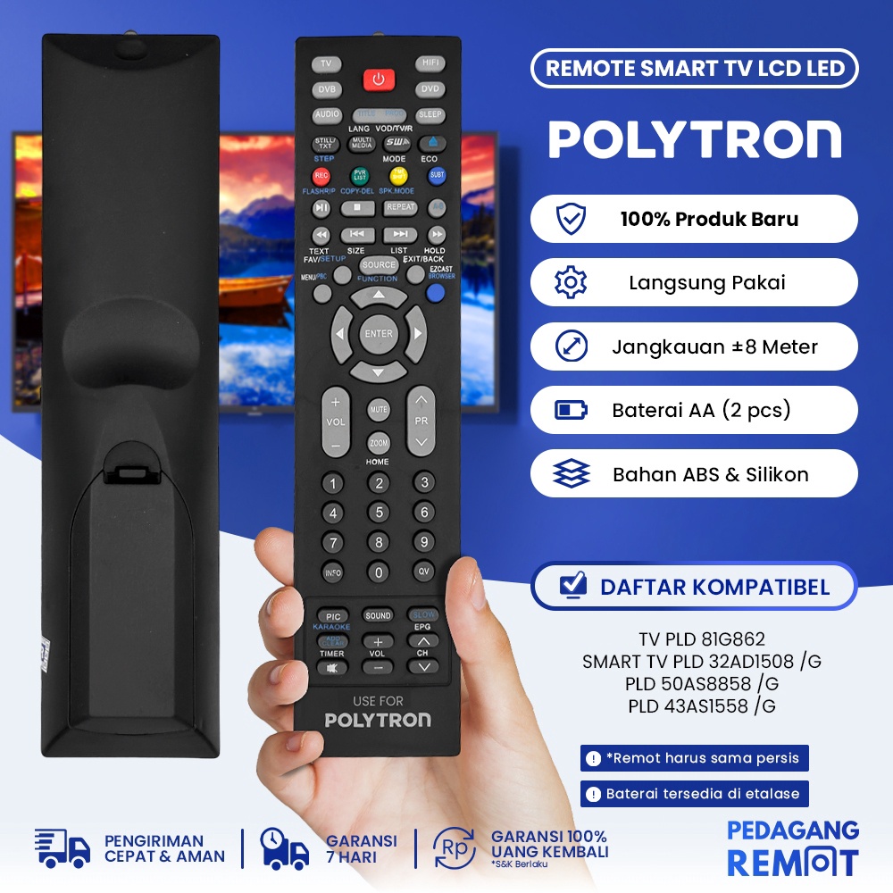 UNIK Remot Remote TV Polytron LCD LED Android Smart TV 81G862  81i69 PLD 32AD158 G PLD 5AS8858 G PLD
