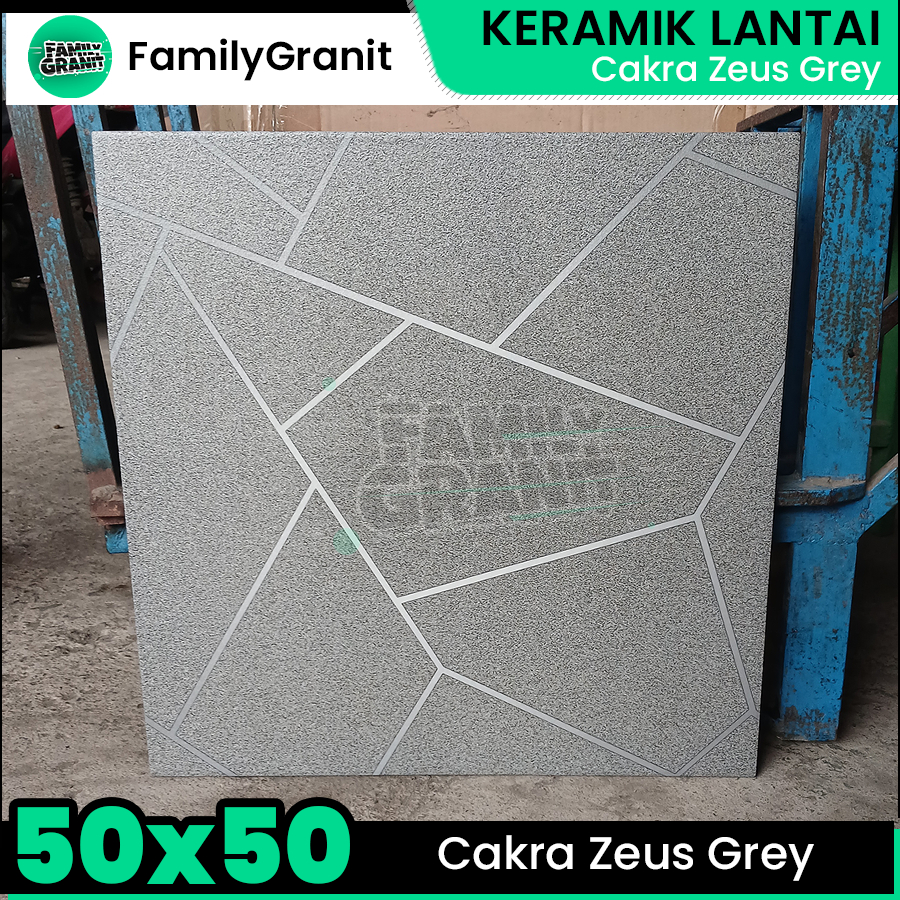 Keramik Kasar 50x50 Cakra Zeus Grey Lantai Teras / Garasi / Carport Tekstur Matte