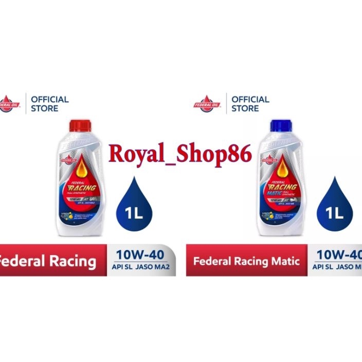 KF7 OLI FEDERAL RACING 1W4 4T API SL JASO MA2 1 LITER  OLI FEDERAL RACING MATIC 1W4 AT API SL JASO M