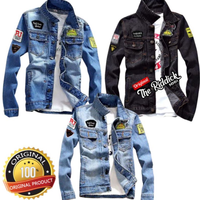 KODE D55F PROMO JAKET JEANS PRIA MURAH THE RIDDICK X URBAND JAKET DENIM COWOK KEREN RESLETING JAKET 