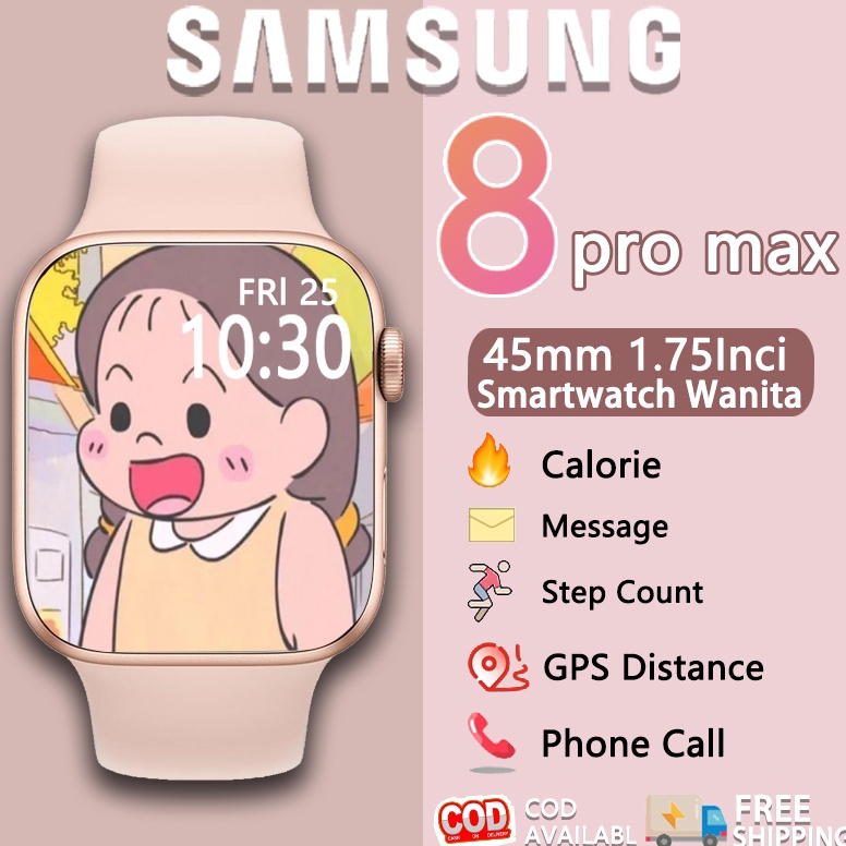 KODE G37L COD 1Ori Samsung SmartWatch i8 pro max 175 Inch Touch Screen 45mm Wanita Sport Tahan Air B