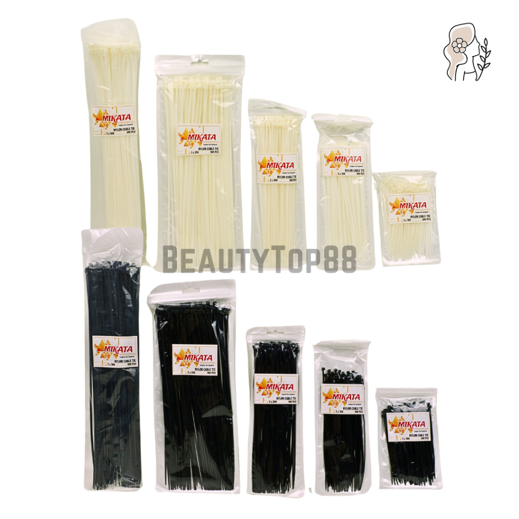 

Cable Ties / Kabel Tis / Tali Nylon Pengikat Mikata 10cm 15cm 20cm 25cm 30cm Hitam dan Putih