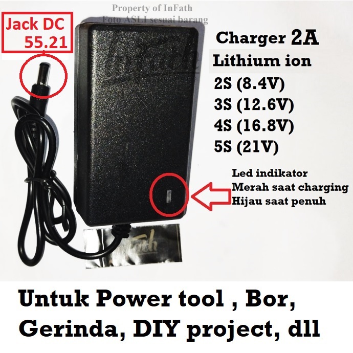 InFath - Carger Bor power tool Gerinda impact cordless charger adaptor BMS Lithium ion 2S 3S 4S 5S p