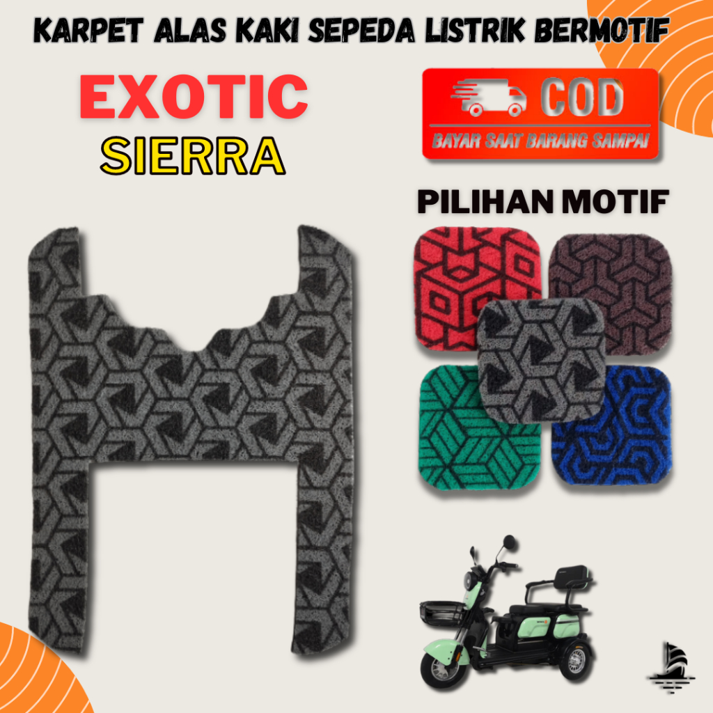 Karpet Sepeda Motor Listrik EXOTIC SIERRA Roda 3 Black Series - MOTIF SPESIAL