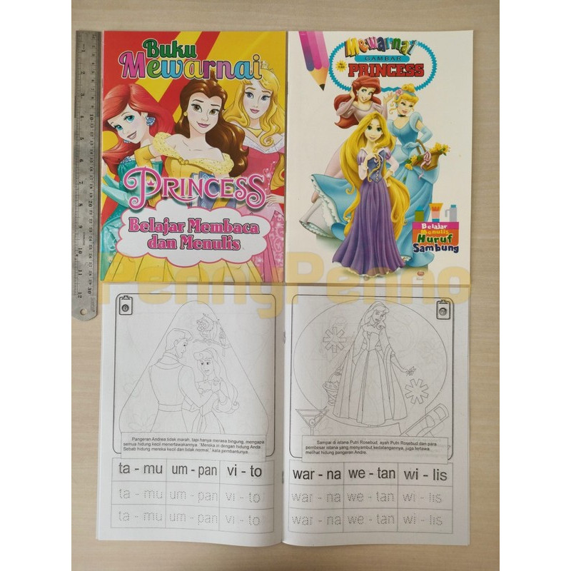 Buku Mewarnai Princess, Barbie, Sofia, Puteri, Tinkerbell, Pooh, Tsum Tsum (Uk 28,5cm X 21cm)