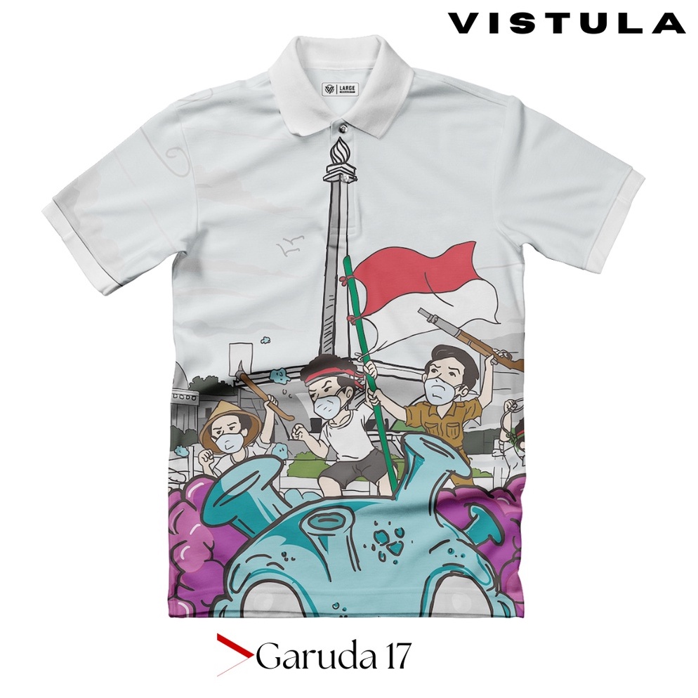 KODE L76P VISTULA Kaos Polo Wangki Printing  Garuda 17