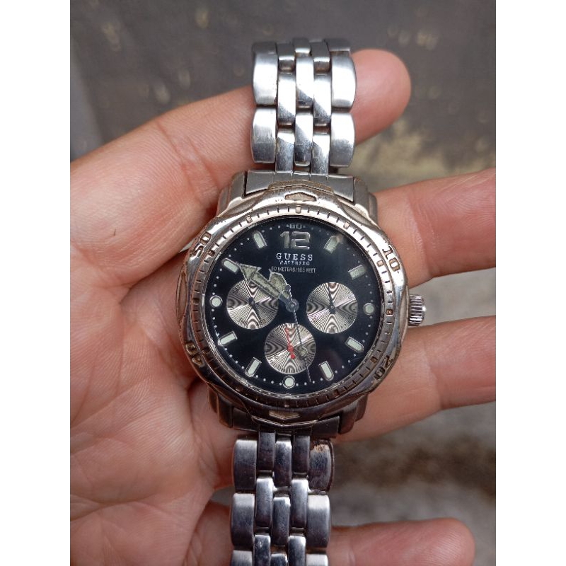 jam tangan guess waterpro multifungsi diver style second bekas original