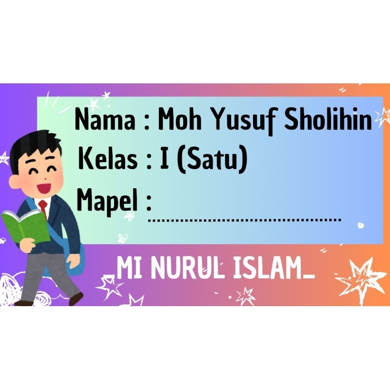 

sticker nama buku motif,custom glosy/1 pak 10 pcs