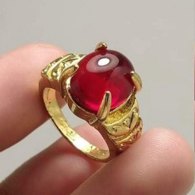 Cincin Batu Merah Delima Antik Unik Model Simpel Elegant