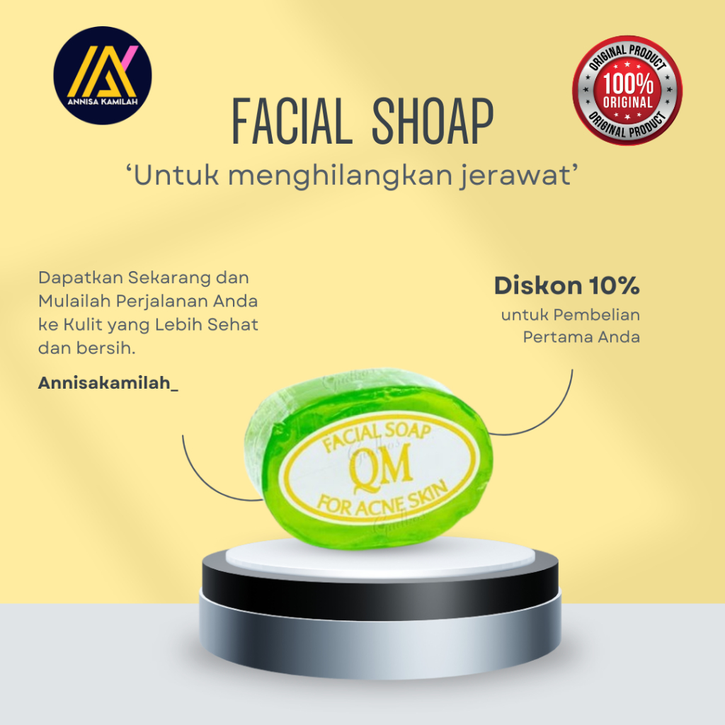 Sabun QM acne - QM Sabun anti acne menghilangkan jerawat / bekas jerawat / flex hitam - sabun qm soa