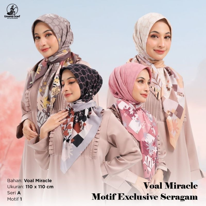 Scraft Umama Voal Miracle Standar  Motif Daun Motif Bunga Bahan Tebal Lembut Segiempat Premium Laser