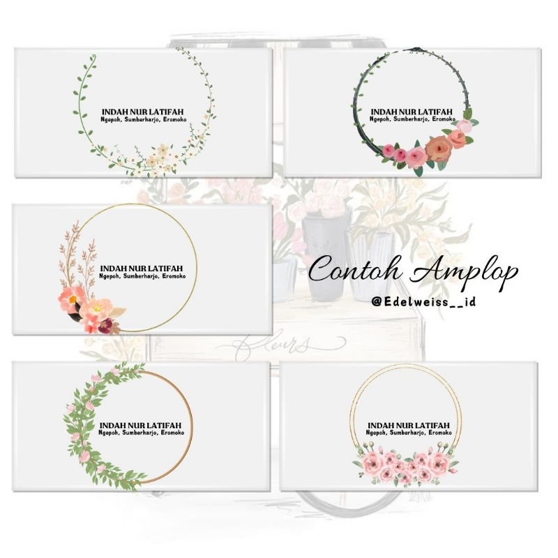 

Amplop kondangan custom motif frame bunga