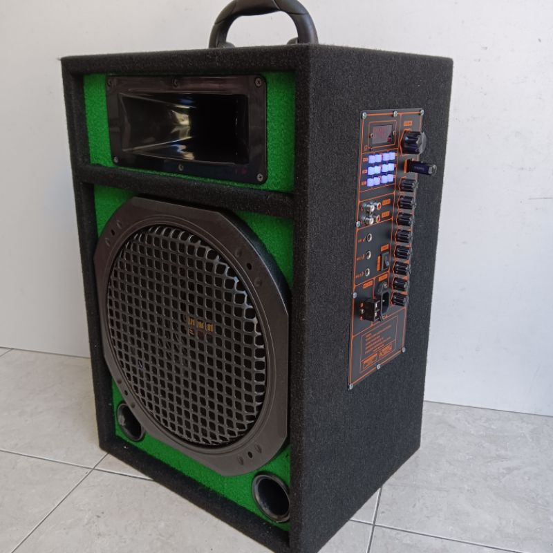 Spiker Aktif 12 in Baterai Portabel Cas Ulang Subwoofer Bisa Guitar Speaker Karoke Profesional Bisa 