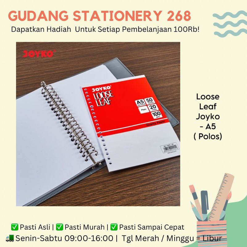 

Loose Leaf Kertas Isi File Binder Joyko A5 Polos