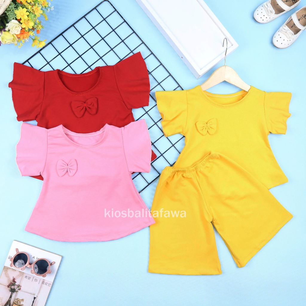 (POLOS) Setelan Zora uk 1-2 Tahun / Baju Anak Perempuan Set Atasan Blouse Kulot Pakaian Import Cewek