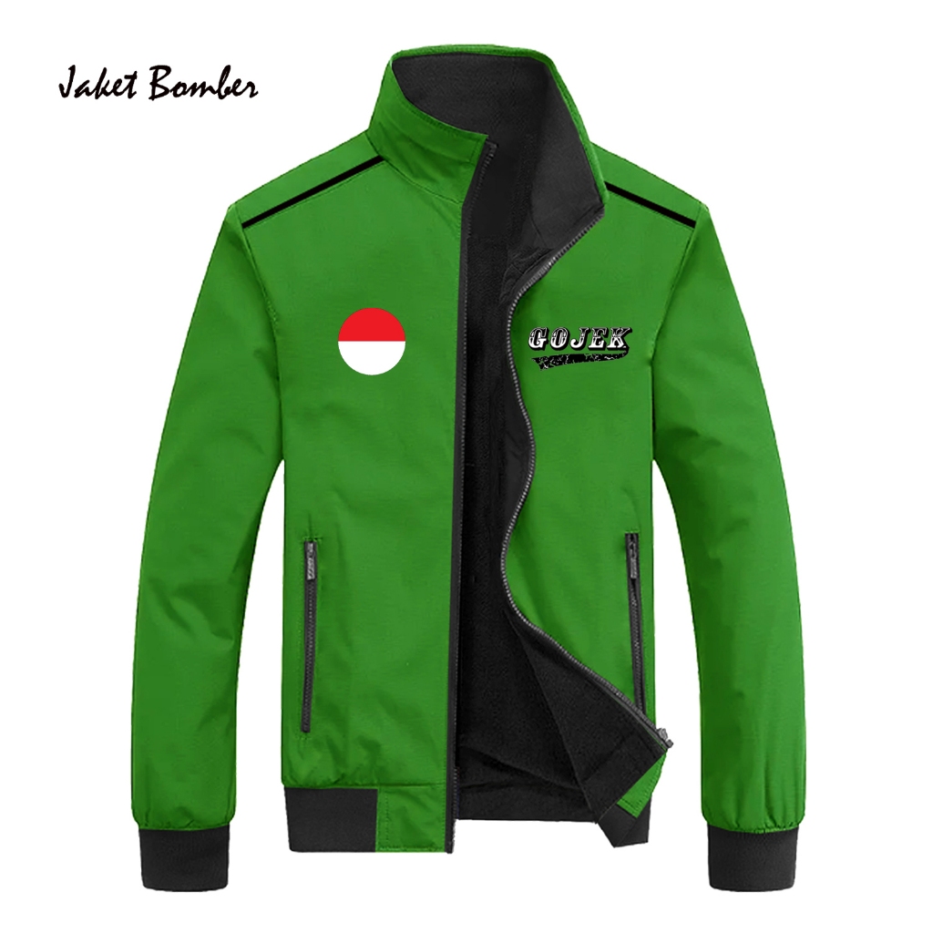 jaket parasut gojek gofood waterproof jaket bomber driver ojol gofood gojek custom jaket taslan zipp