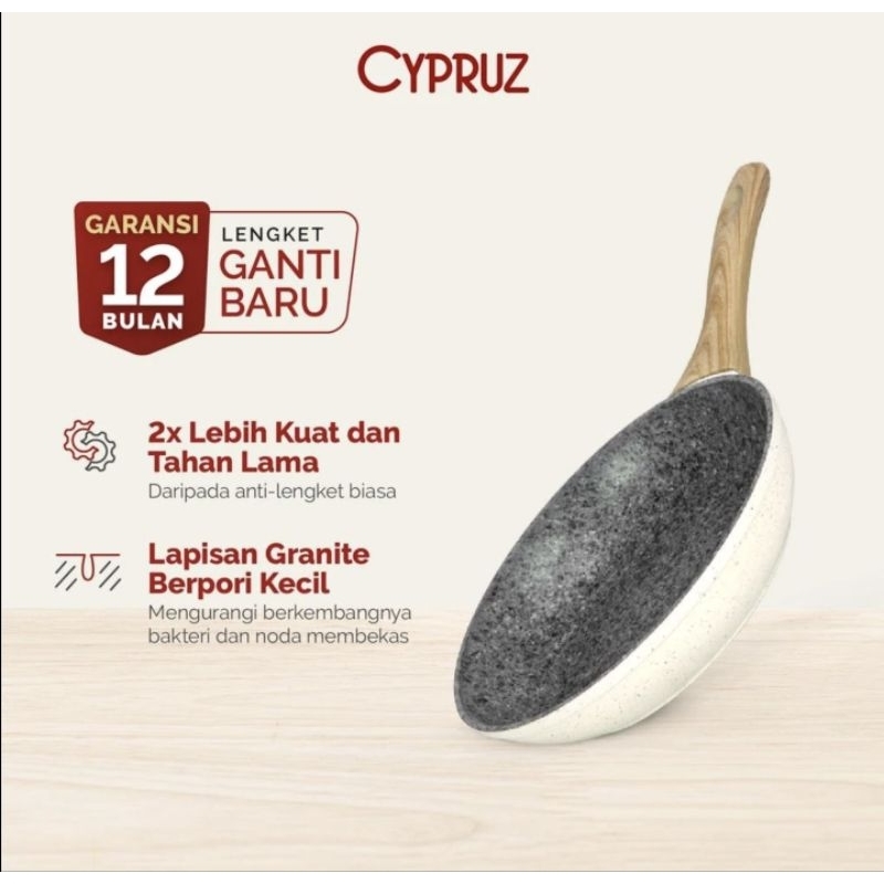 Cypruz White Granite Fry Pan 20 cm - Wajan Anti Lengket Cypruz Premium Granite Series