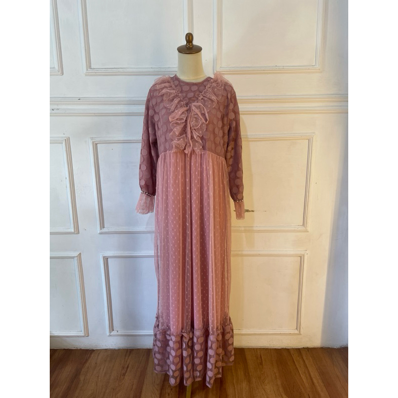 KNgallery Gamis Brokat PREMIUM Pink Import Wanita Dewasa Nyaman