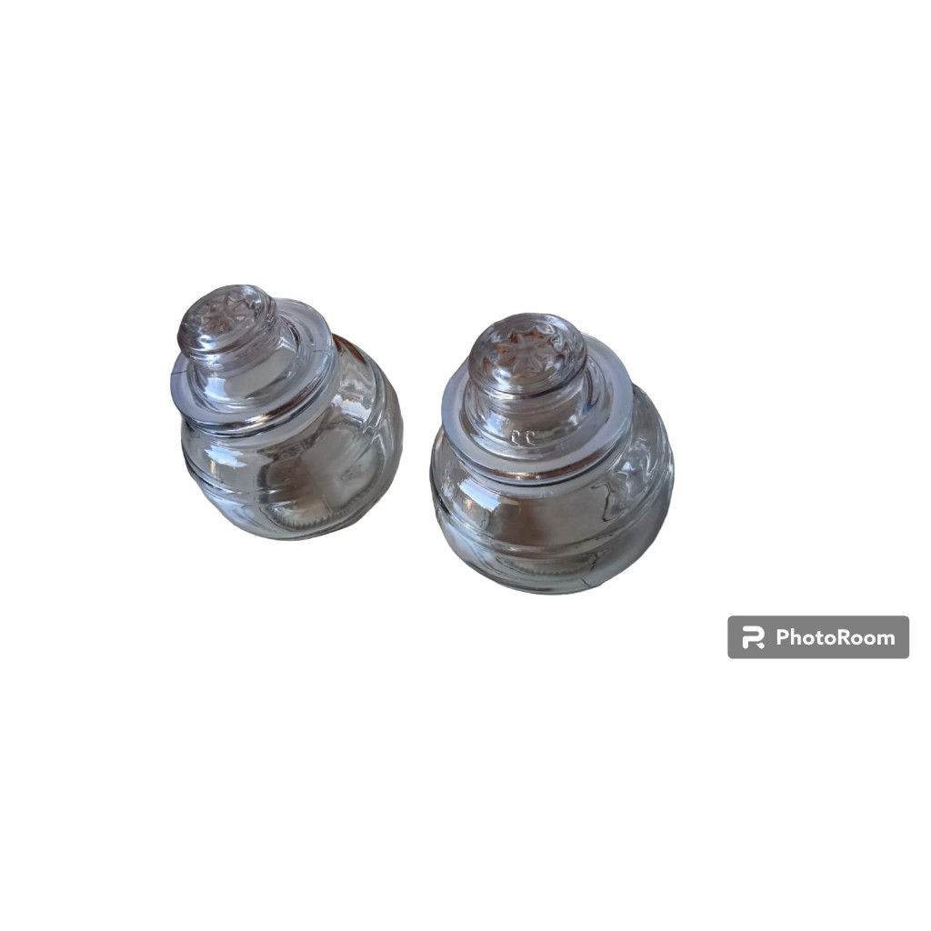 Tempat penyimpanan Toples kaca unik kecil diameter 9cm tinggi 9cm transparan bening tutup erat