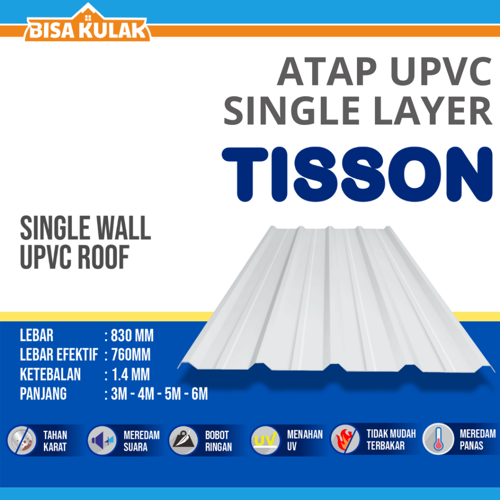 Atap Upvc single Layer Tebal  1,2 mm