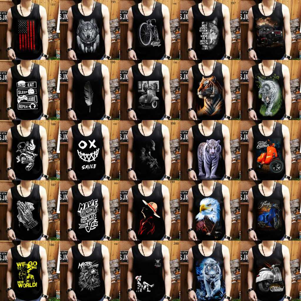 Jy clothing singlet pria kaos dalam baju tanpa lengan lekton motif keren desain grafis mantap