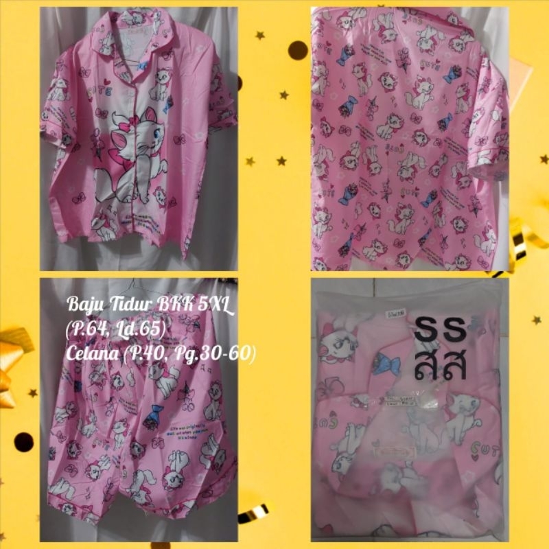 LE1651 - SIZE JUMBO Baju tidur / piyama BKK SS pink Marie Cat, pink Mermaid Ariel, Abu Harry Potter