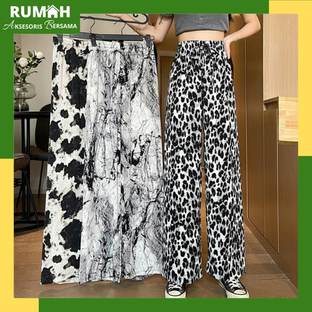 RAB CPG463 Celana Kulot Longgar Motif Abstrak Aestetic Adem Super Premium