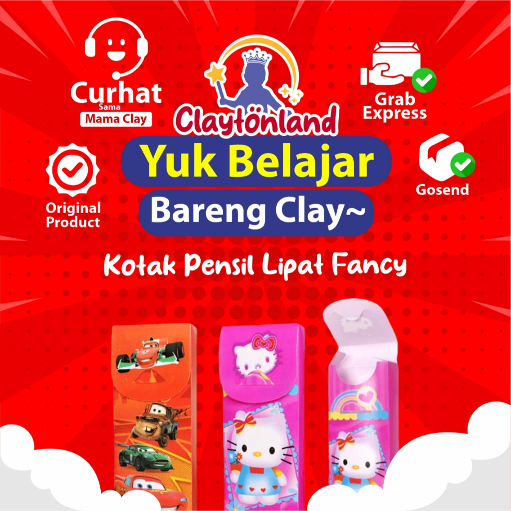 Tempat Pensil Plastik Lipat Karakter Fancy Kotak Pensil Plastik Wadah Pensil Tepak Pensil Anak Perem