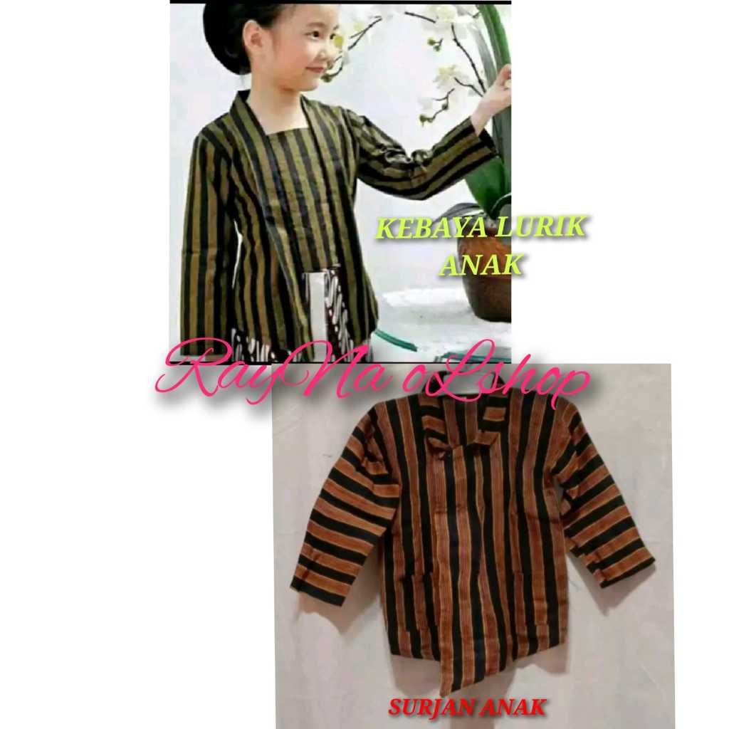 BAJU COUPLE LURIK ANAK | KEBAYA LURIK ANAK & SURJAN LURIK ANAK | PAKAIAN COUPLE ANAK TRADISIONAL KHA