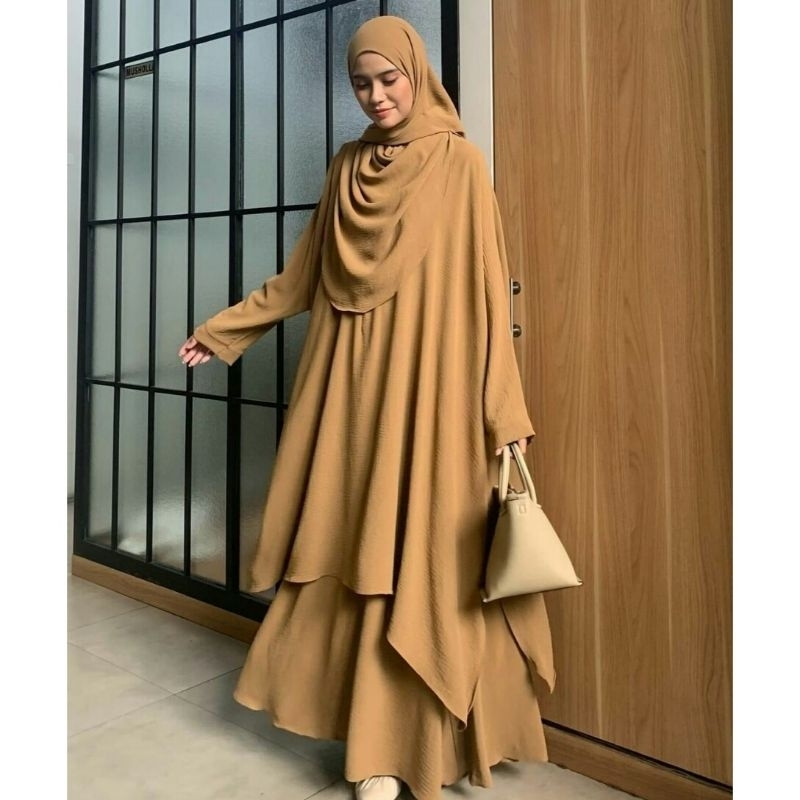 NAILA SET ROK KAFTAN TUNIK ABAYA JUMBO CRINCKLE AIRFLOW / SET ROK KAFTAN TUNIK ABAYA CRINCKLE AIRFLO