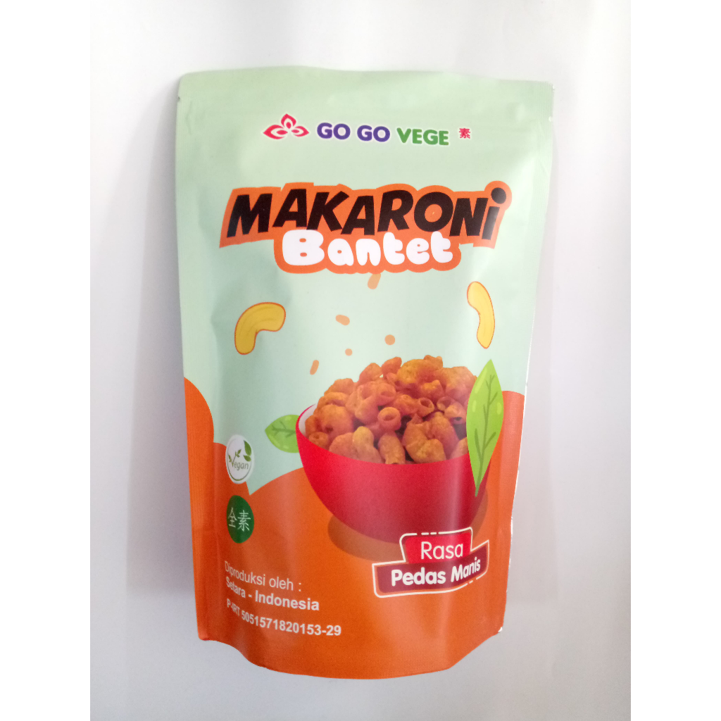 

Go go vege Makaroni Bantet Rasa Pedas Manis Vegan Snack