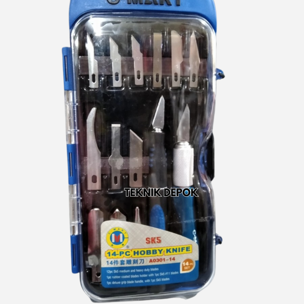 Pisau Ukir Set 14 pcs Hobby Knife Precision Carving Alat Pahat Tatah