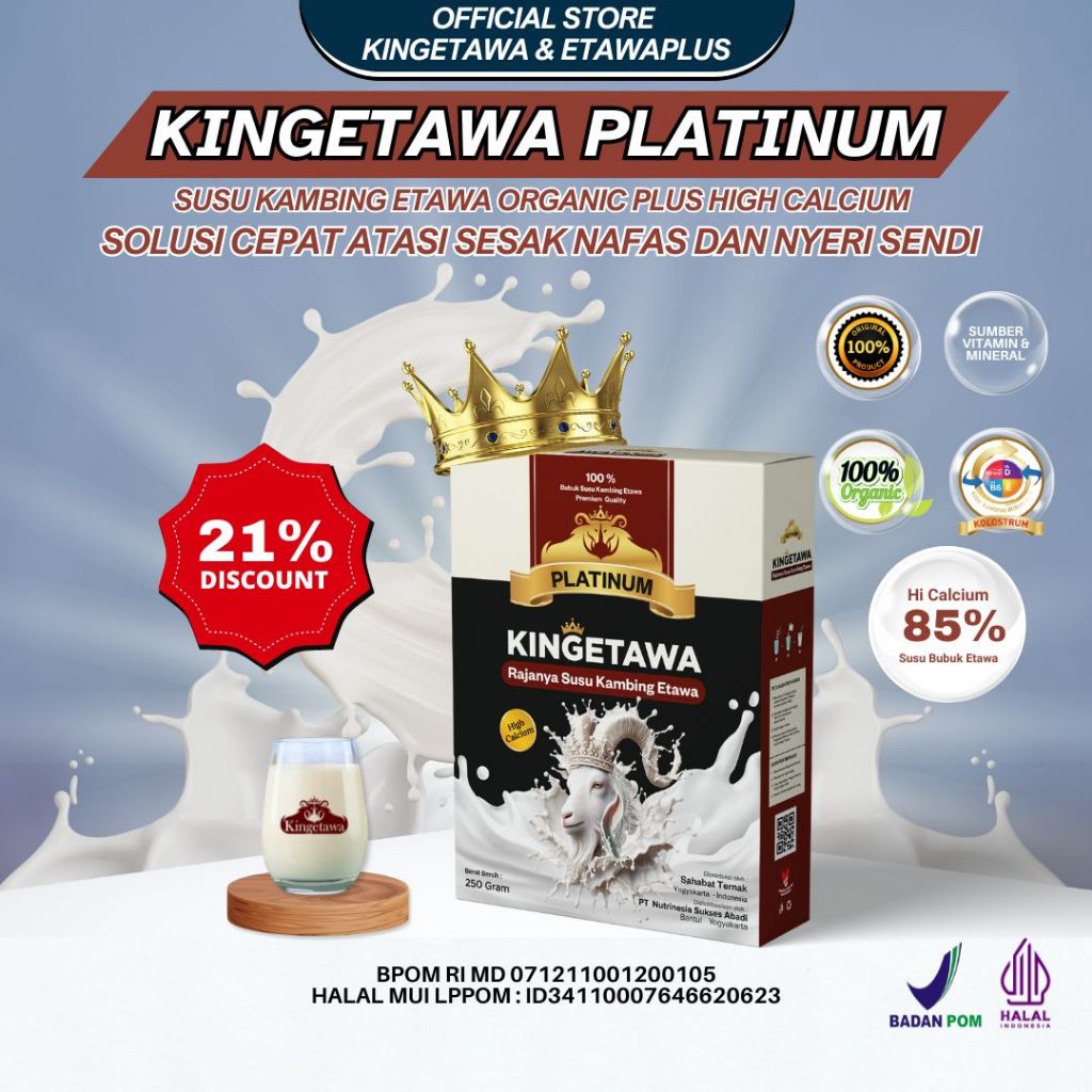Kingetawa Platinum Susu Kambing Etawa Premium Untuk Nyeri Sesak Nafas dan Rematik Paket 1 Box