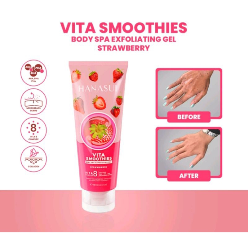 Hanasui Vita smoothies body spa exfoliating gel strawberry