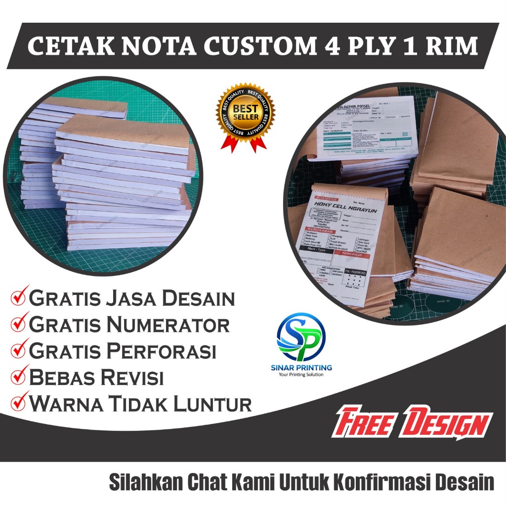 

Cetak Nota Custom 4PLY 1 Rim - SP Apotek - Nota Service HP - Nota Konter