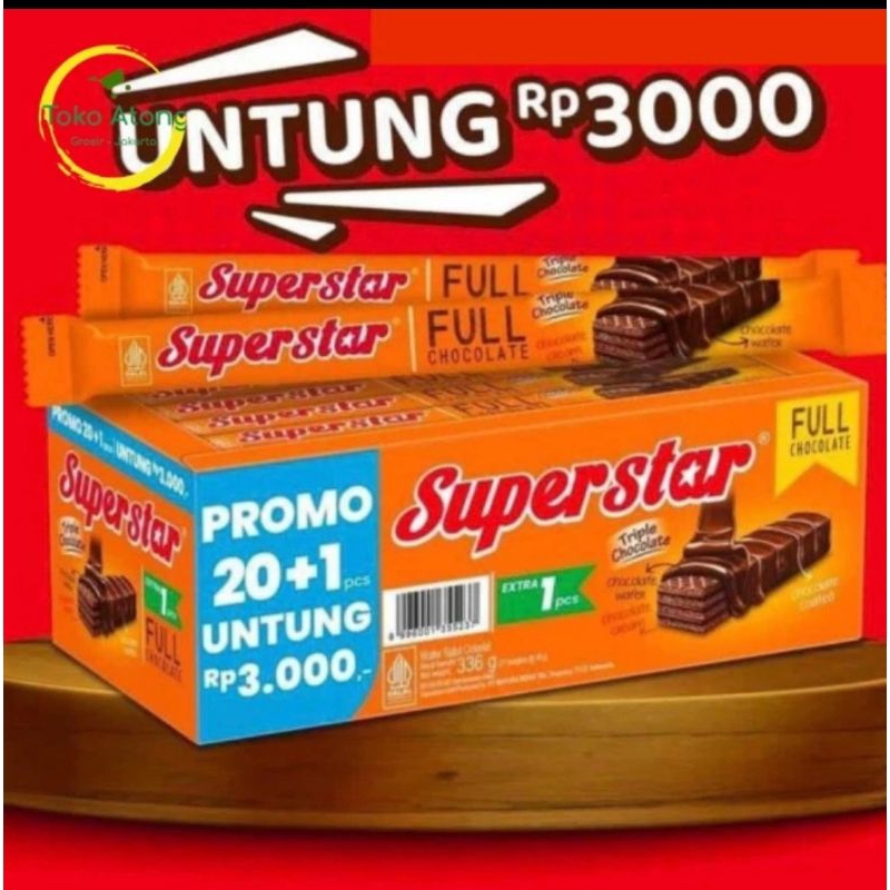 

1 box superstar wafer coklat isi 20 plus 1