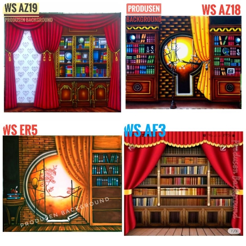 Kain Background Rak Buku WS AZ19/ Wisuda untuk Studio Photo