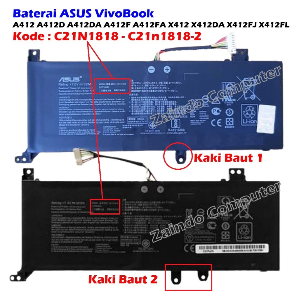 BATERAI ASUS A412 A412D A412DA A412F A412FA X412 X412DA X412FJ X412FL A412D P1402FA P1402UA P1402UB 
