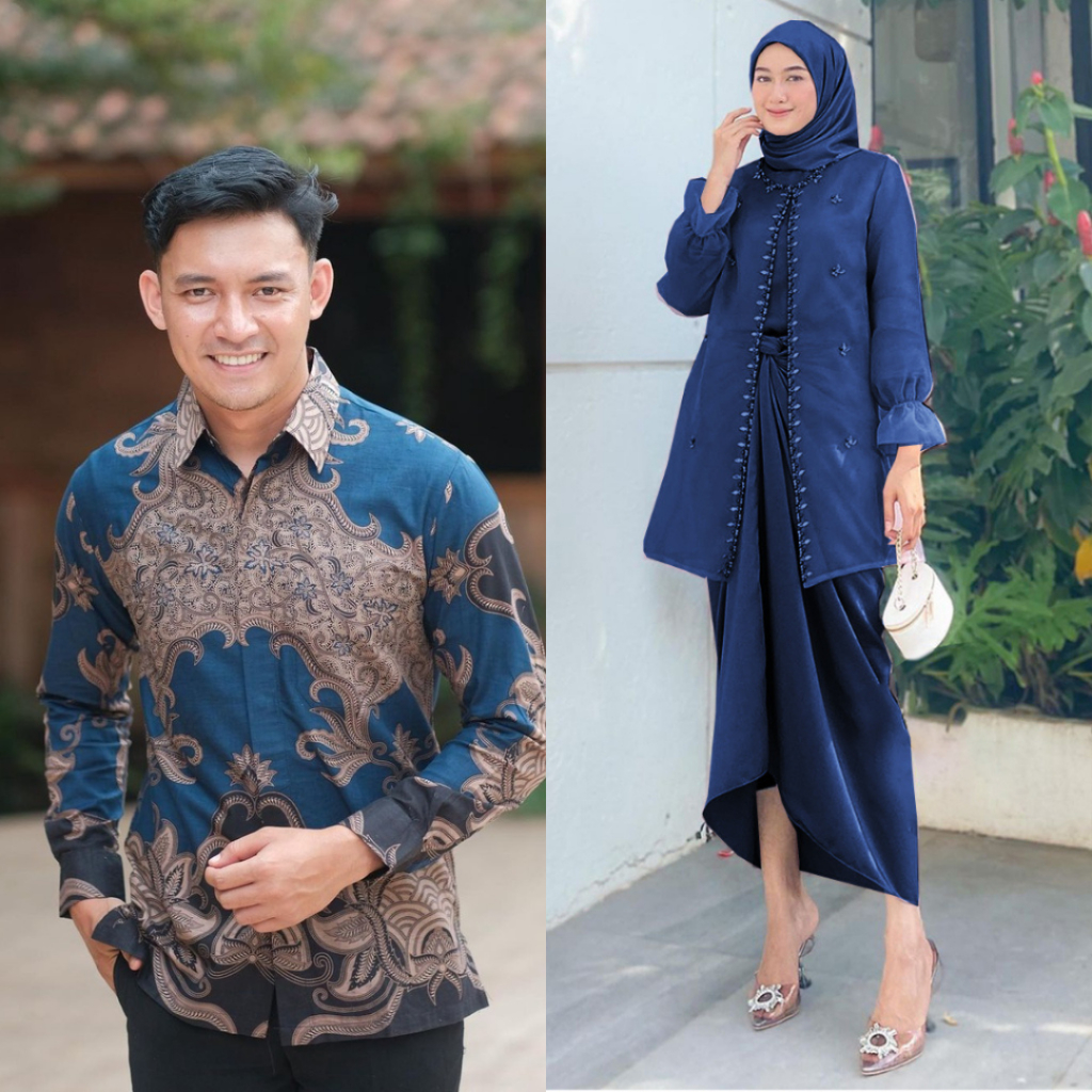READY STOCK - ADA JUMBO / Dress Couple Kemeja Batik Gamis Brukat Kebaya Modern Kombinasi Gamis Musli