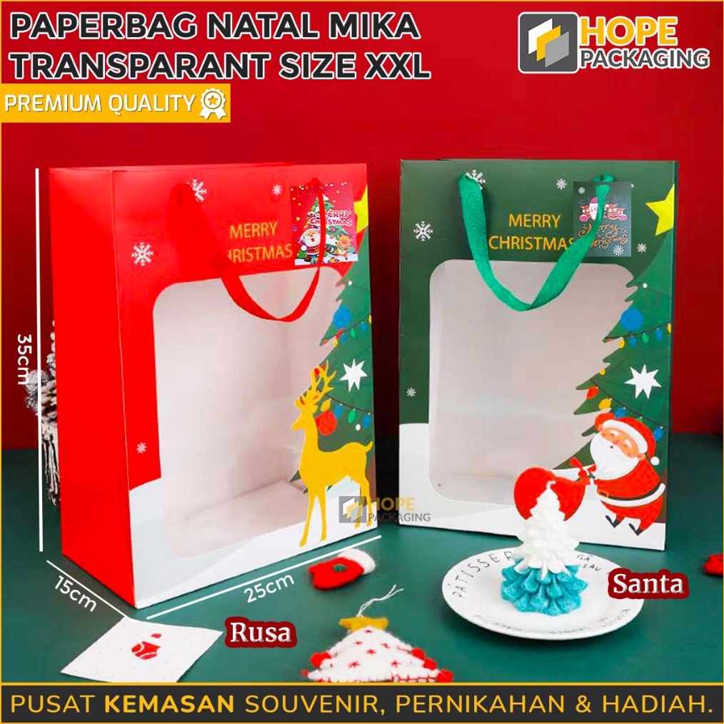 

COBAIN YUK Paper Box Natal Christmas Window Size 25x35x15 cm Tas Kado Natal Paper Bag Xmas Goodie Bag Souvenir Hampers Natal Gift Bag Hadiah Souvenir Paper Gift Transparan Tas Jinjing Natal Souvenir Kue