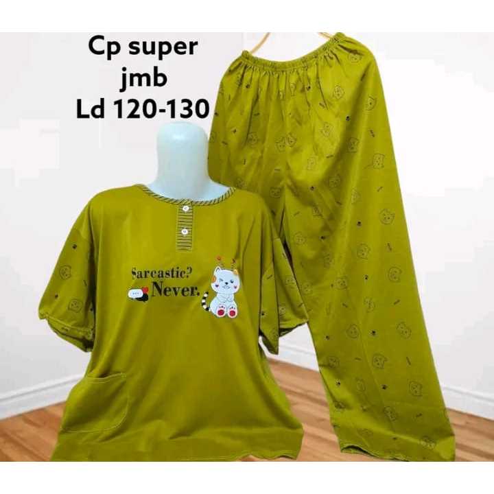 KAMENLI CP JUMBO WANITA DEWASA LD 120 BAHAN KAOS SATU SAKU & 2 KANCING AKTF DEPAN BAIK UNTUK SANTAI 