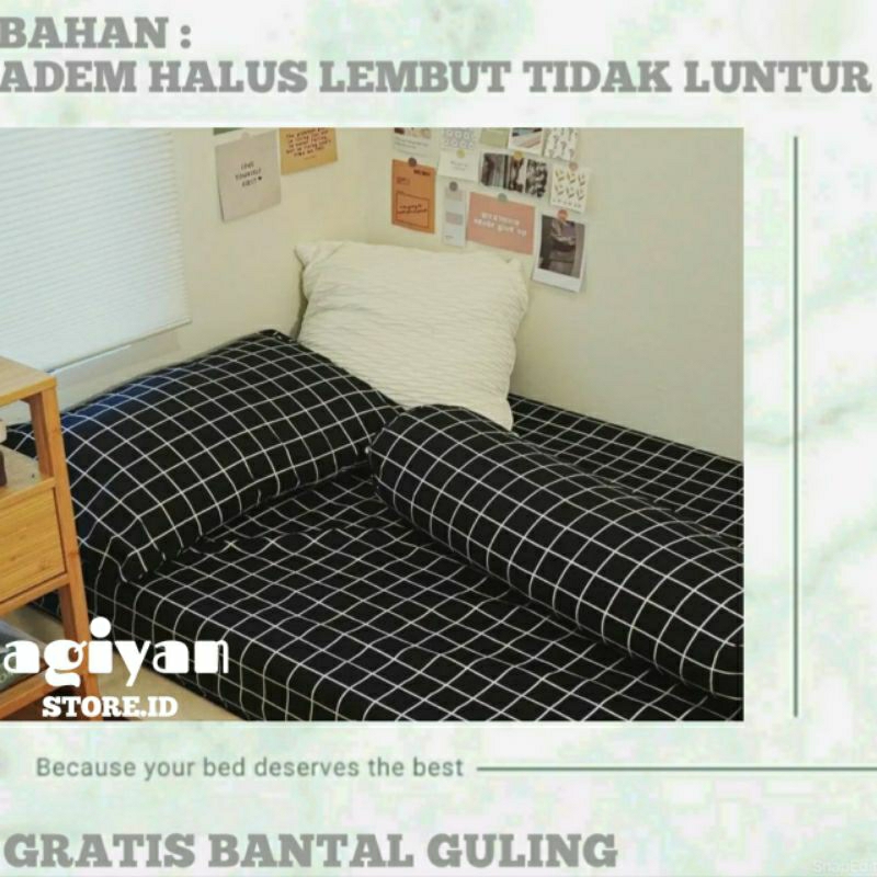 Sprei kotak homemade / Sprei kotak aesthetic / sprei murah / sprei motif kotak aesthetic / sprei 120