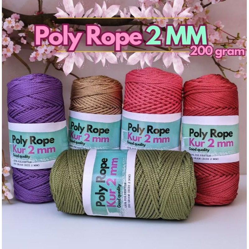 BENANG RAJUT POLY ROPE 2MM 200GRAM | BENANG RAJUT POLYESTER | BENANG RAJUT POLYKUR