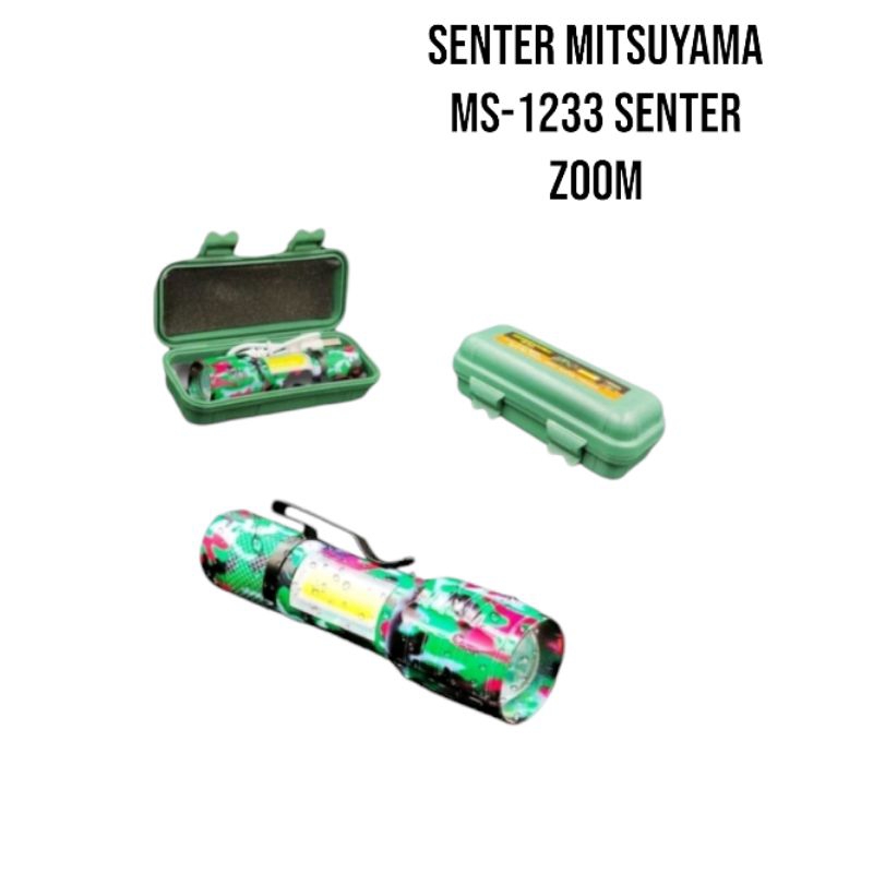 Senter Police Mini LED COB Zoom Super Terang Mitsuyama Ms-1233 Army