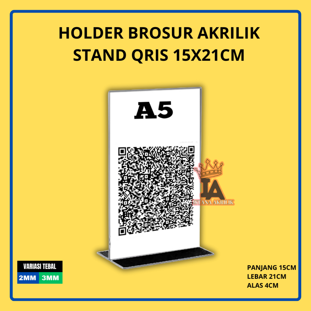 

STAND HOLDER BROSUR A5 DISPLAY QRIS AKRILIK UKURAN A5 DISPLAY MENU RESTO