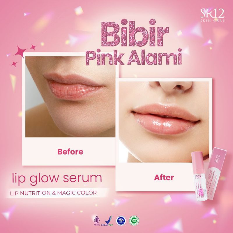 Lip Glow Serum Sr12 Lip Gloss Lipglos Lip Glossy Pelembab Bibir Lipgos warna pink Lipbam Lipgos Bibi